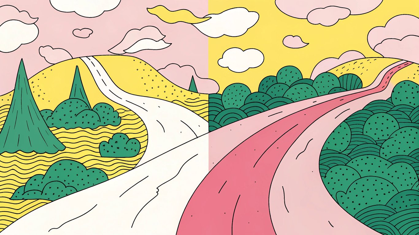 Comparison of two paths: a long, difficult path for new content and a shorter, easier path for content refresh.