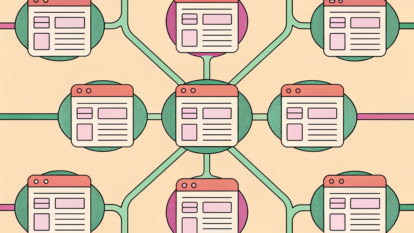 Diagram illustrating a content hub with a central pillar topic and many supporting cluster topics.