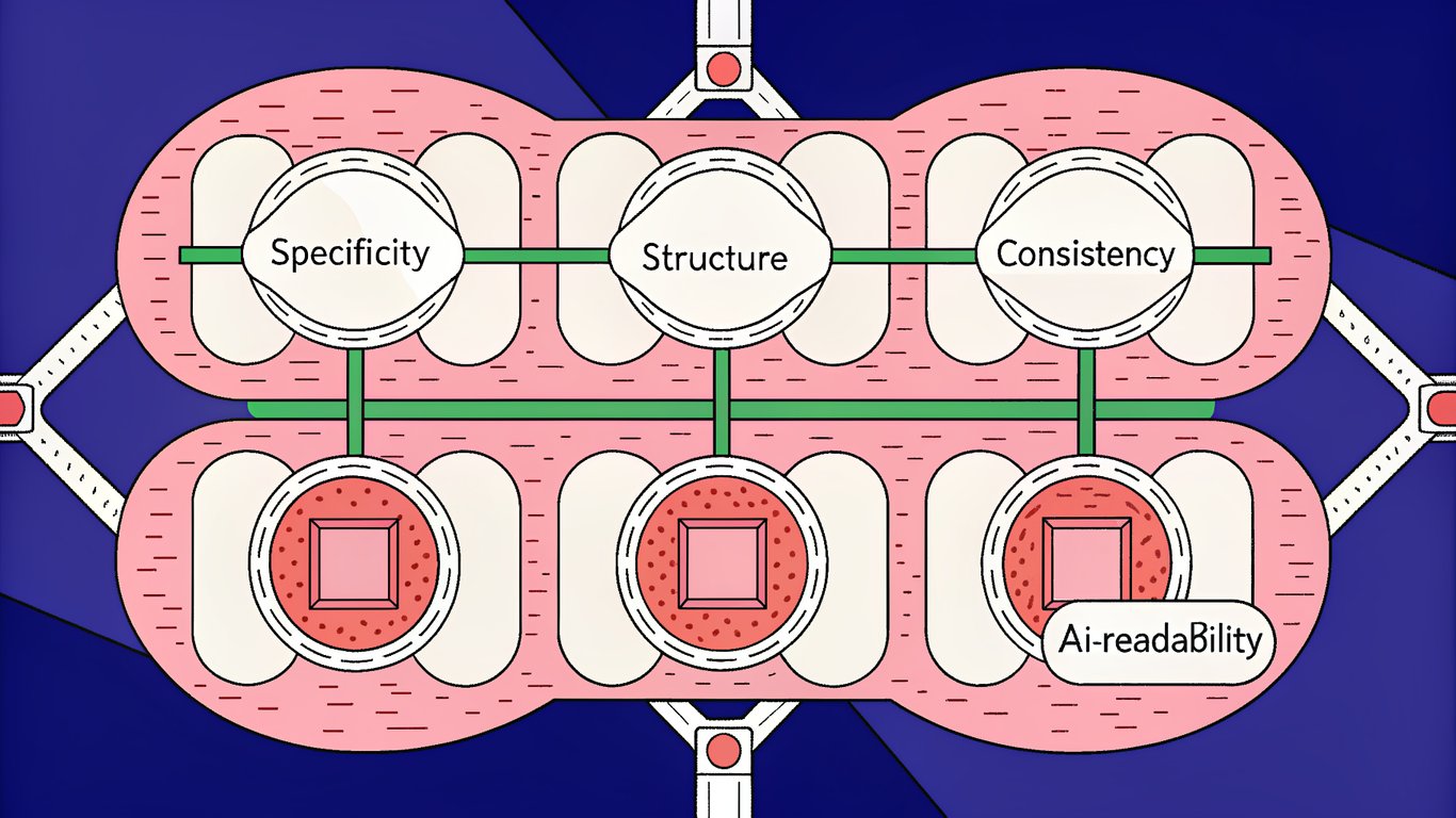 A blueprint illustrating the four characteristics of a reproducible content brief.