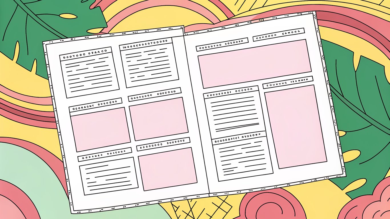 An illustration of a comprehensive content brief document with seven essential, well-defined components.