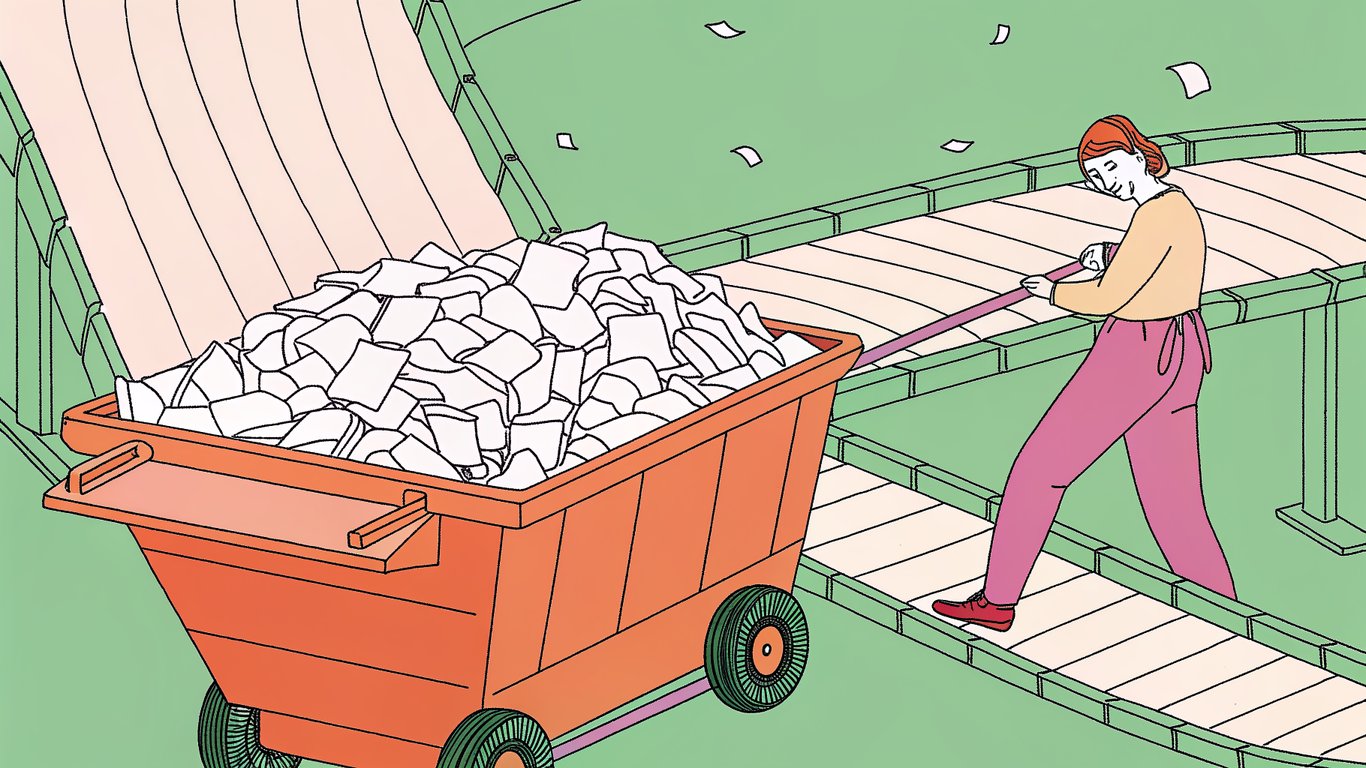 Illustration showing the difference between manual, struggling content publishing and efficient, automated content scheduling.