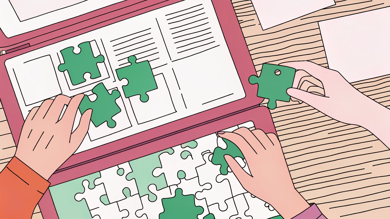 A jigsaw puzzle with missing pieces, symbolizing content gaps in a website.