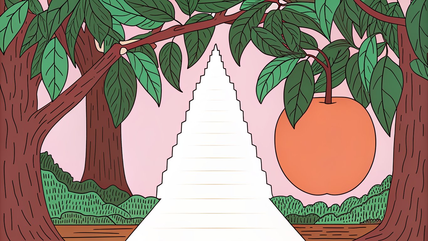 A winding path leading to a low-hanging fruit, representing a long-tail keyword opportunity.