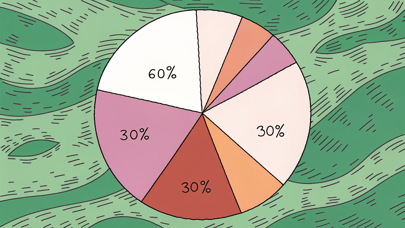 Pie chart illustrating the 60-30-10 content mix rule.
