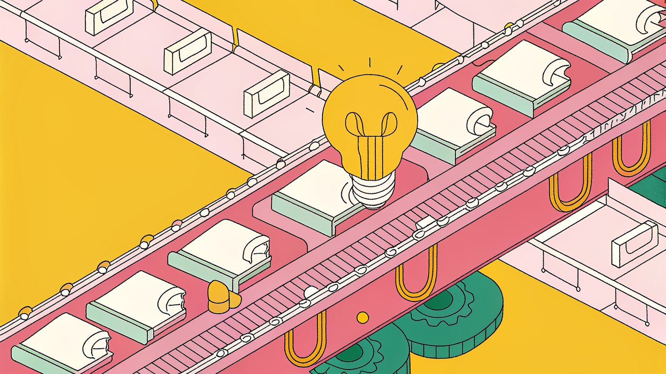 A visual representation of a content workflow, showing stages from idea to publication.