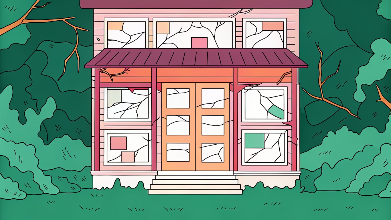 Illustration of a website structure being weighed down and damaged by various negative forces.