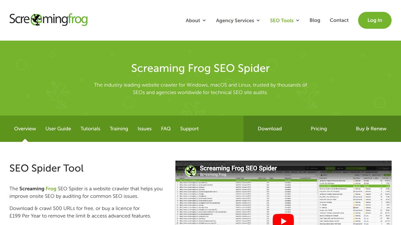 Screenshot of the Screaming Frog SEO Spider interface, displaying website crawl data.