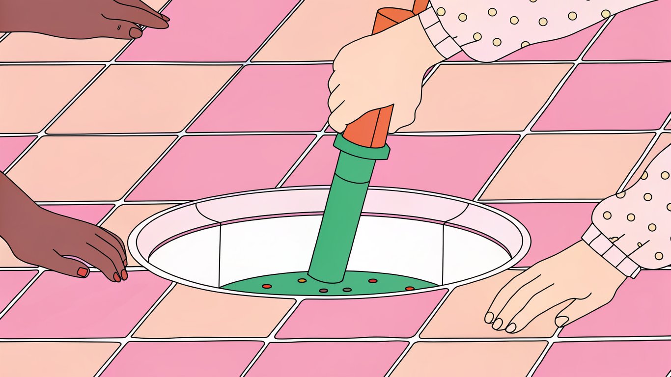 Illustration of a square peg in a round hole, symbolizing a mismatch between content and search intent.