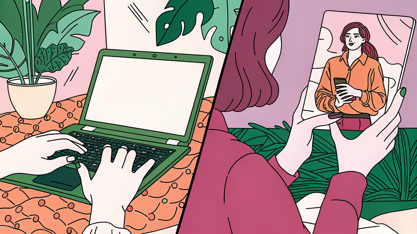 A visual comparison between typing a short keyword query and speaking a long conversational question into a device.