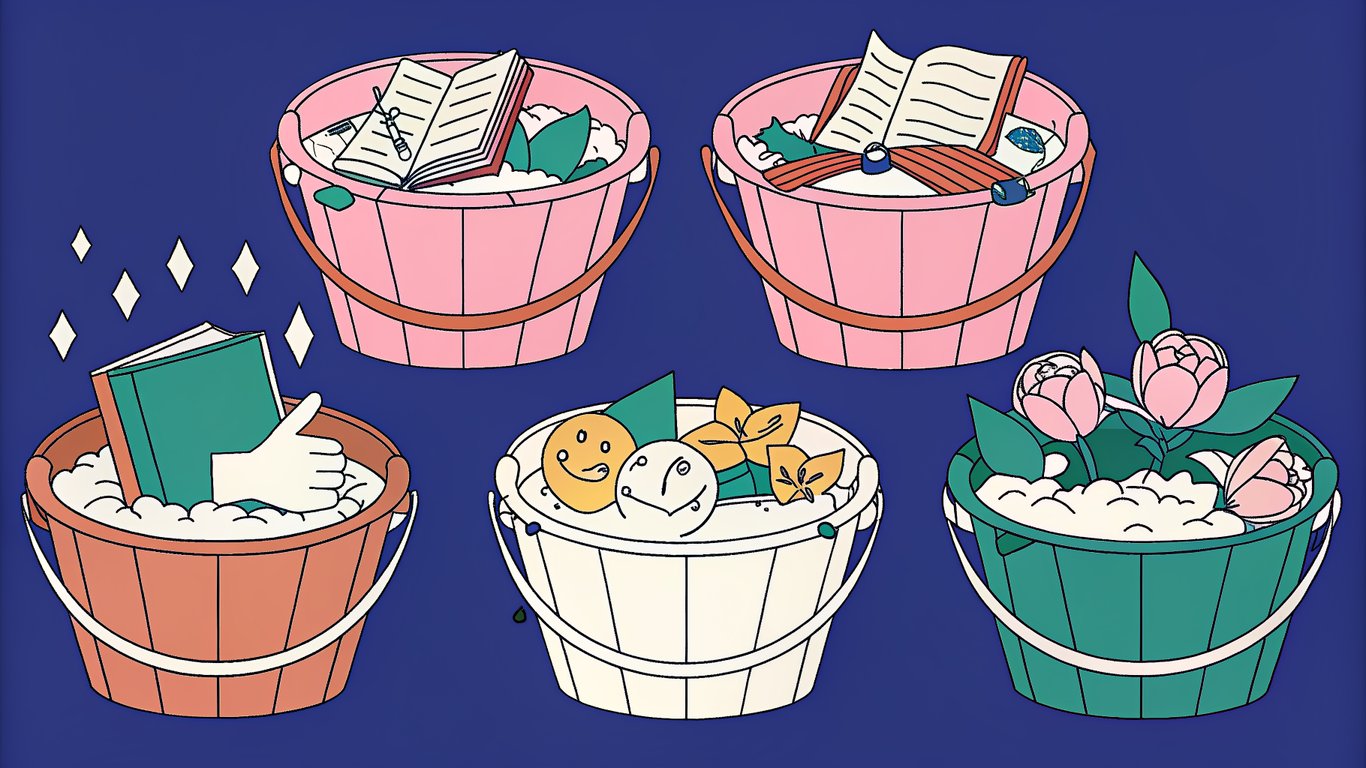Four buckets labeled Relevance, Authority, User Experience, and Freshness, symbolizing how search engines evaluate content quality.