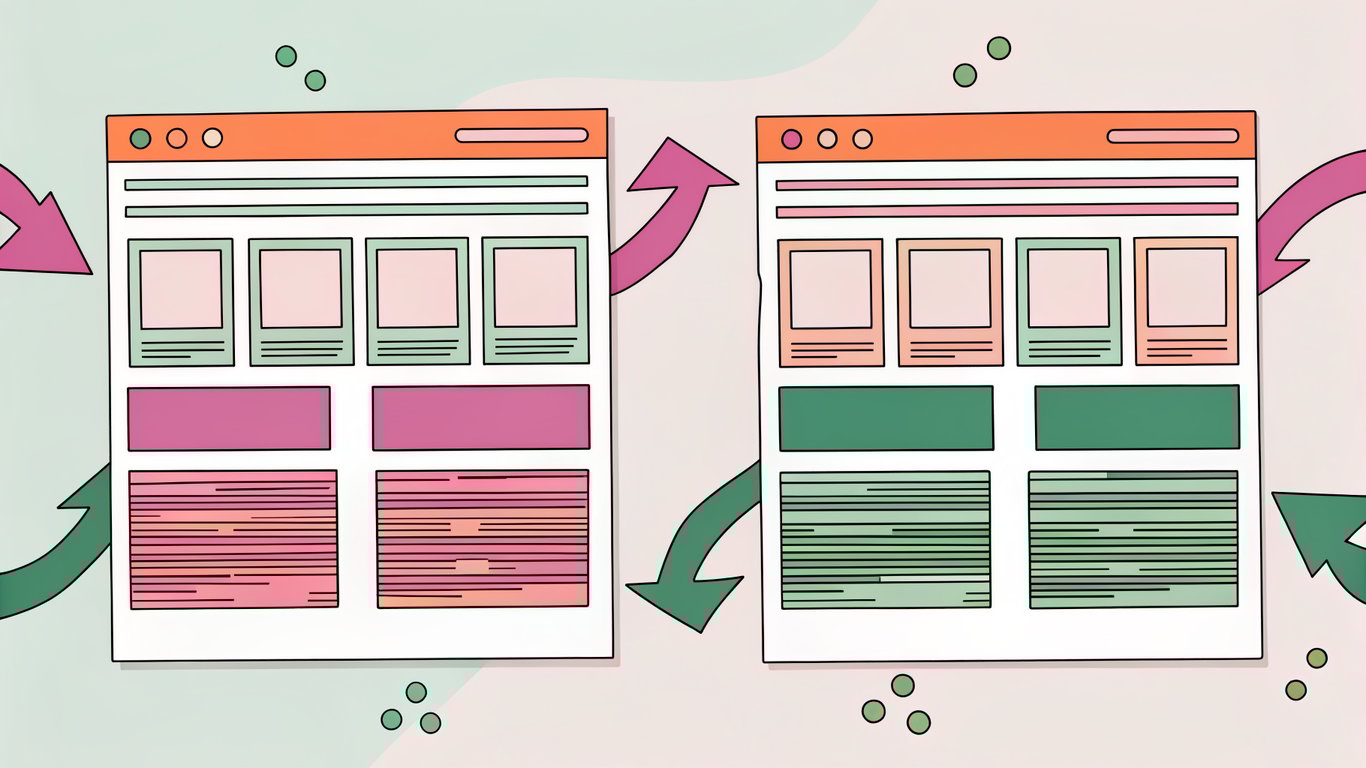 Illustration of two identical web pages competing for the same search term, causing confusion and diluted authority.