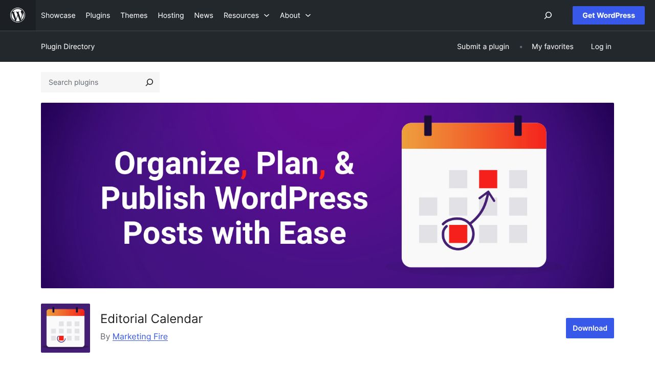 Screenshot of the WordPress Editorial Calendar plugin interface, showing a drag-and-drop content schedule.